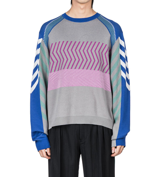 GIZI PANELLED JUMPER BLUE/GREY/PINK