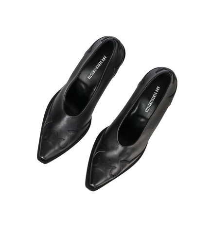 JANEKA WESTERN-STITCHED PUMPS BLACK