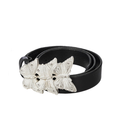 BUTTERFLY BELT OILY BLACK LEATHER