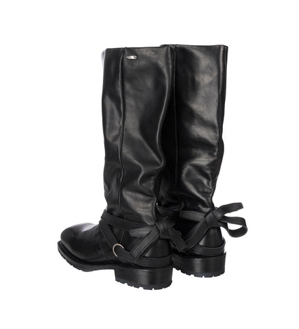 HIGH ENGINE BOOT BLACK TENSILE CATTLE HIDE