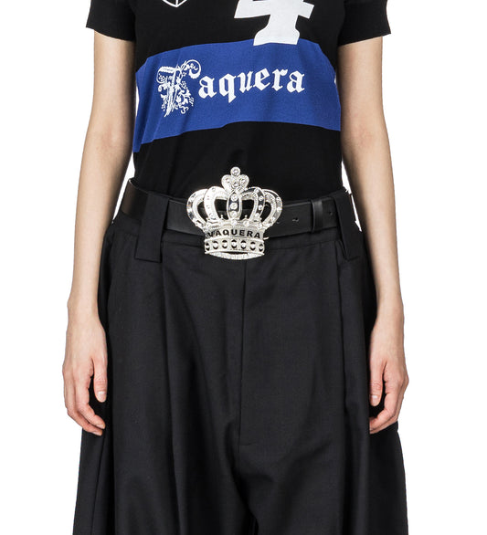 SWAROVSKI CRYSTAL CROWN BELT BLACK SILVER