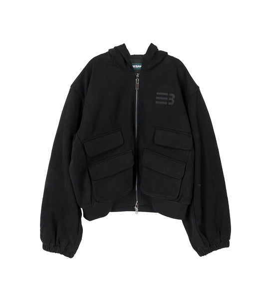 HUGO GLOBE ZIP HOODIE EUPHORIC BLACK
