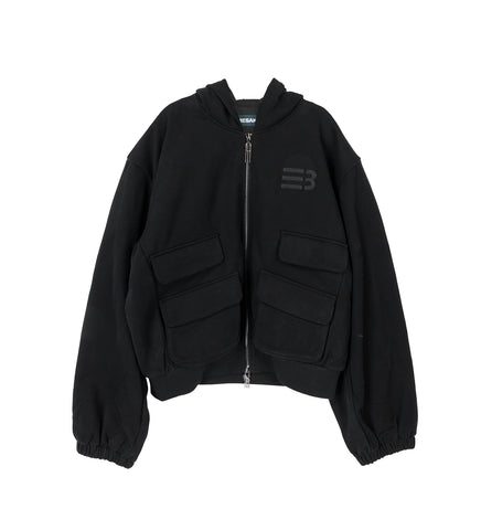HUGO GLOBE ZIP HOODIE EUPHORIC BLACK