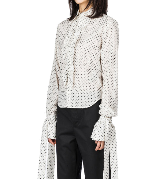 ERMA SLIM FIT RUFFLED SHIRT PRINTED NAT WHITE/BLACK