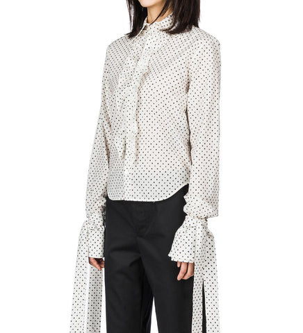 ERMA SLIM FIT RUFFLED SHIRT PRINTED NAT WHITE/BLACK