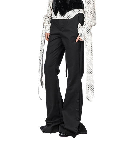 ENYA SLIM FIT BOOTCUT TROUSERS BLACK