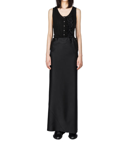 GAUT SERAFINO TANK TOP WITH SILK CREPONNE RUFFLES BLACK