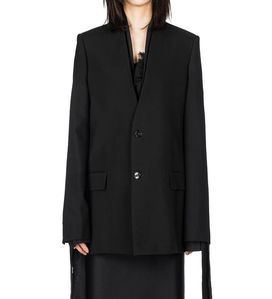 JOLI STRAIGHT COLLARLESS JACKET BLACK