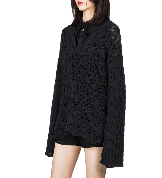 RUNAR DEEP V-NECK COMFORT SWEATER BLACK