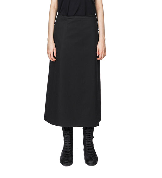 FABI MIDI APRON WRAP SKIRT BLACK