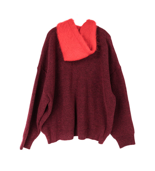 HOODED CARDIGAN REDxRED