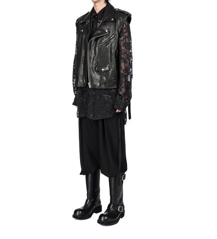 BOTEL WIDE LEG PLEATED TROUSERS BLACK