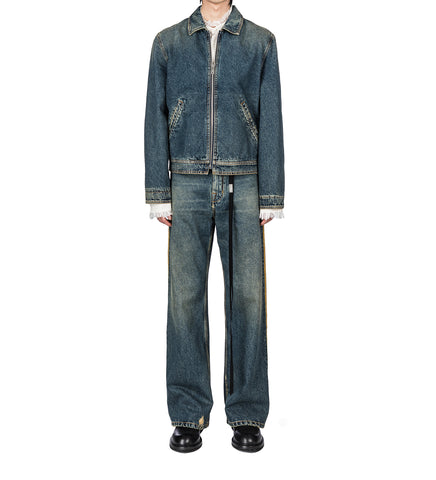 ALARIK 5-POCKETS FLARED CROPPED TROUSERS MID BLUE