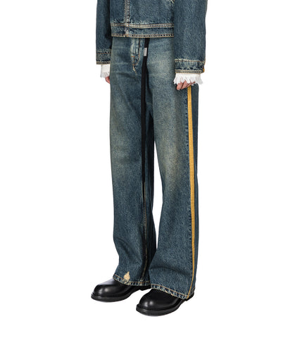 ALARIK 5-POCKETS FLARED CROPPED TROUSERS MID BLUE