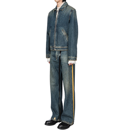 ROCCO SLIM FIT ZIPPED BLOUSON MID BLUE