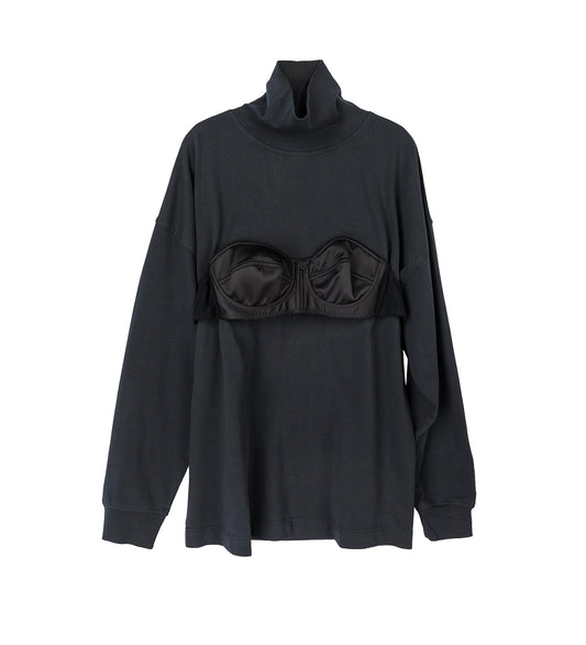 BALCONETTE BRA TURTLENECK T-SHIRT BLACK