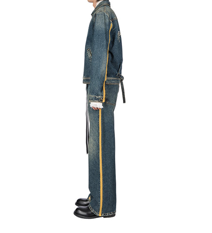 ROCCO SLIM FIT ZIPPED BLOUSON MID BLUE