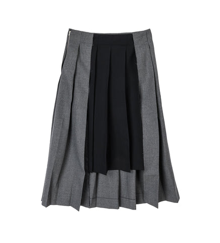PLEATED SUIT SKIRT DARK GREY