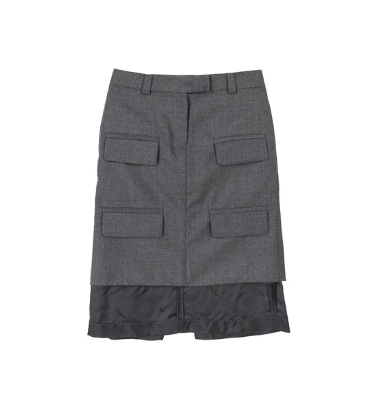 CHOPPED SUIT SKIRT DARK GREY