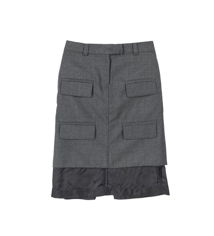 CHOPPED SUIT SKIRT DARK GREY