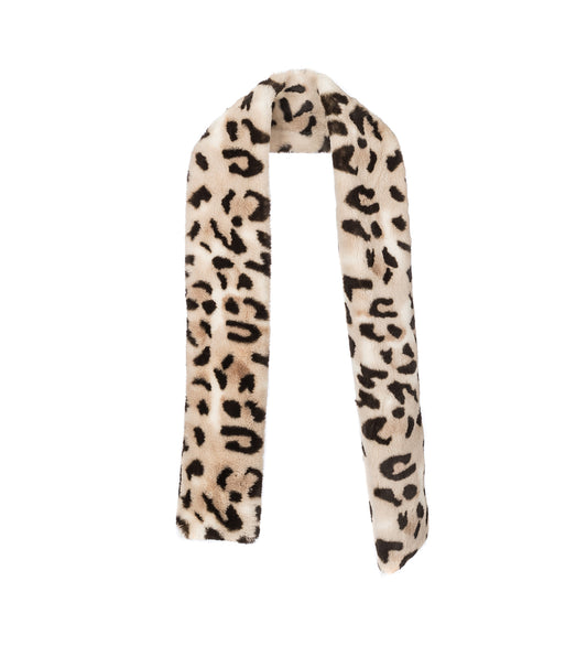 LEOPARD FAUX FUR SCARF BROWN