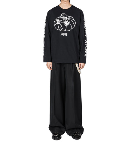 DIM SUM LOGO PRINT LONG SLEEVE T-SHIRT BLACK/WHITE