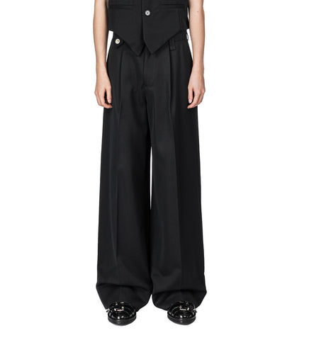 WIDE LEG BELT LOOP TAB TROUSERS W/DAISY BLACK