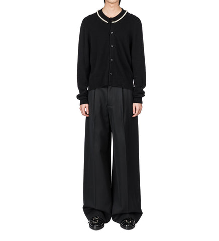 BOXY CASHMERE CARDIGAN BLACK/PEARL