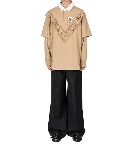 RUFFLE FRILL RUGBY SHIRT SAND/OPAQUE/CLEAR