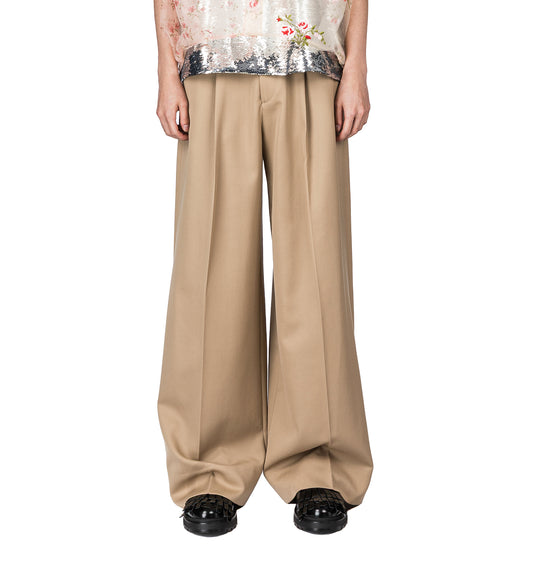 WIDE LEG BELT LOOP TAB TROUSERS W/DAISY SAND