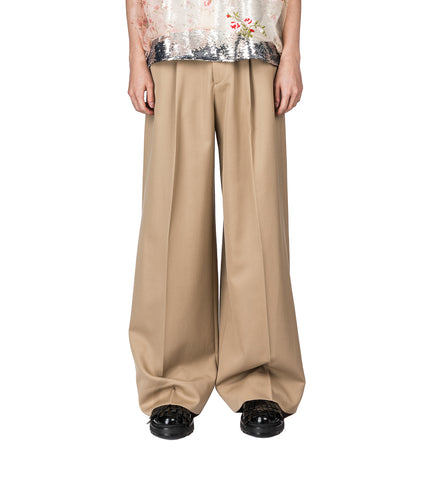 WIDE LEG BELT LOOP TAB TROUSERS W/DAISY SAND