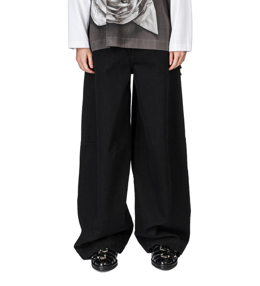 WIDE LEG PUDDLE BOW LOOP JEANS BLACK