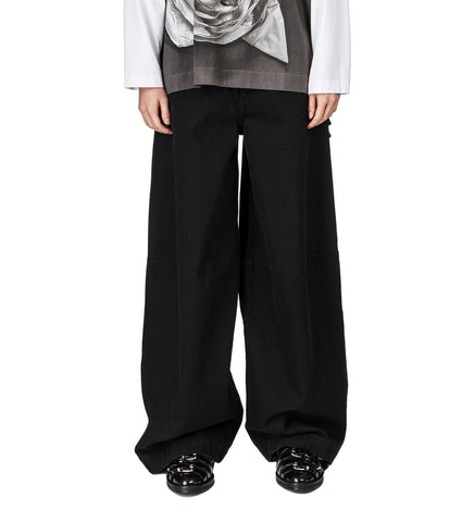 WIDE LEG PUDDLE BOW LOOP JEANS BLACK
