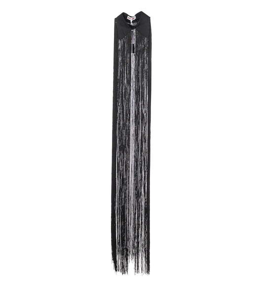 ROUND COLLAR + FRINGES BLACK