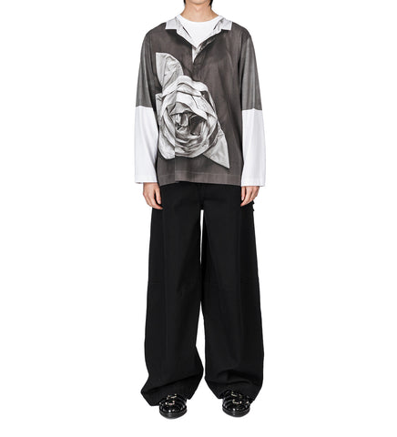 WIDE LEG PUDDLE BOW LOOP JEANS BLACK