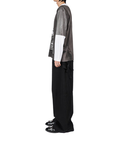 WIDE LEG PUDDLE BOW LOOP JEANS BLACK