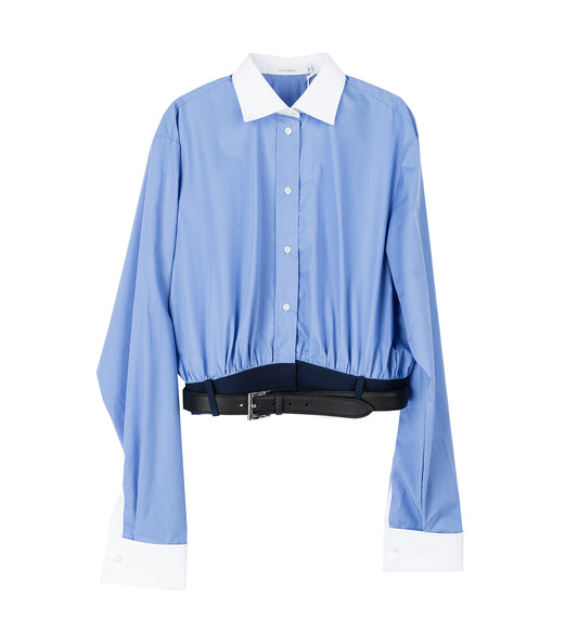 CALA CROPPED SHIRT WITH BELT BLUE
