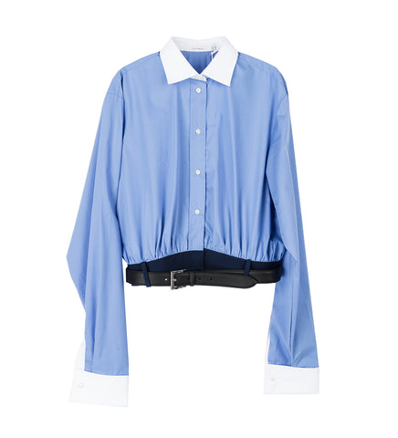 CALA CROPPED SHIRT WITH BELT BLUE