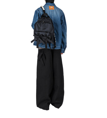 WIDE LEG PUDDLE BOW LOOP JEANS BLACK