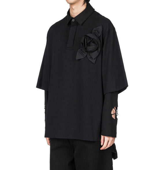 PRESSED ROSETTE RUGBY JERSEY BLACK/BLACK