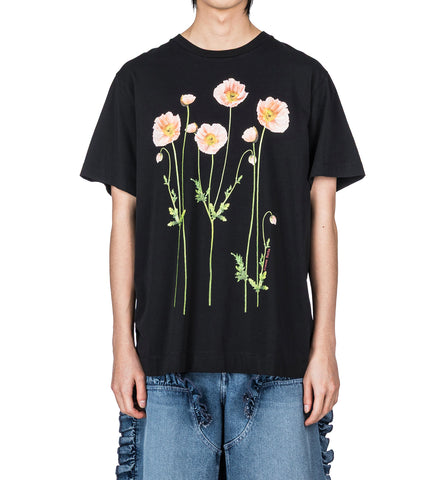 POPPY FIELD PRINT T-SHIRT BLACK