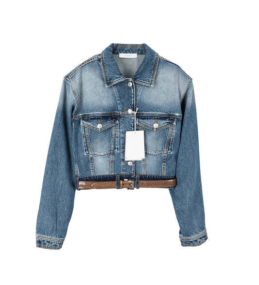 VENIM JEANS JACKET WITH BELT LIGHT BLUE