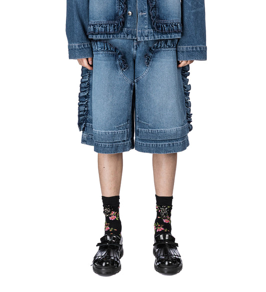 RUFFLE FRILL BOARD SHORTS INDIGO