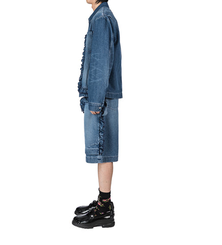 RUFFLE FRILL BOARD SHORTS INDIGO