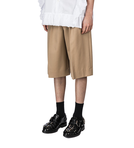 TAILORED WIDE LEG BELT LOOP TAB SHORTS W/DAISY SAND