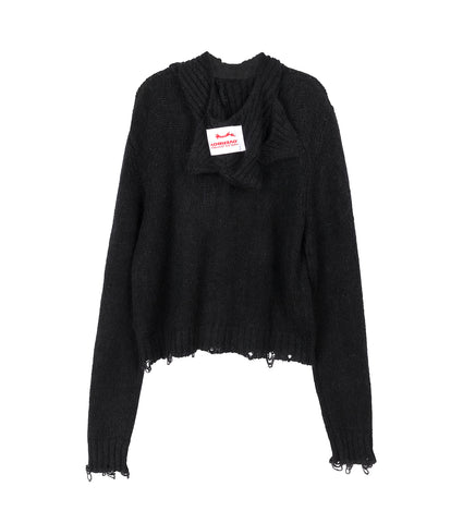 EARS BALACLAVA CARDIGAN BLACK