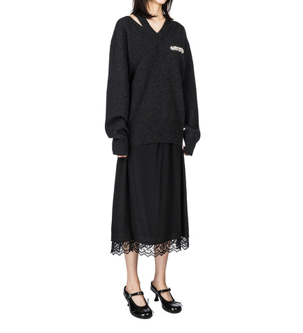 MERINO SEAM BITE JUMPER CHARCOAL/PEARL/CLEAR