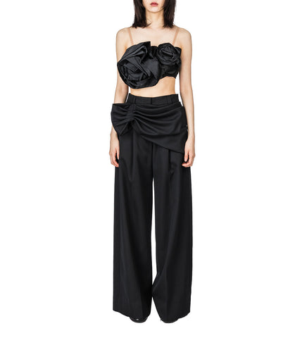 PRESSED ROSETTE BOUQUET TOP BLACK/BLACK