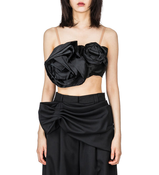 PRESSED ROSETTE BOUQUET TOP BLACK/BLACK