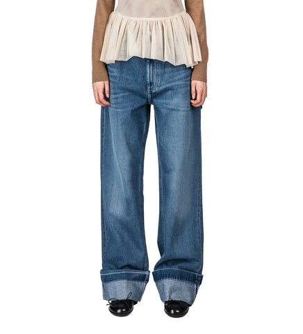 STRAIGHT LEG JEANS W/EMB INDIGO